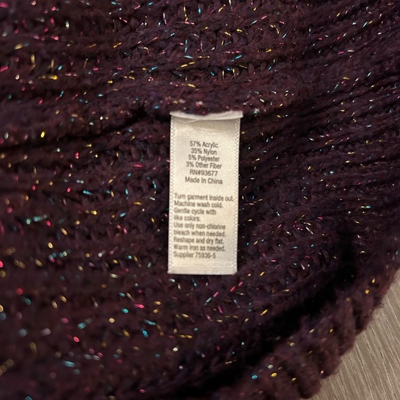 a.n.a Women's Pullover Cowl Neck Sweater Purple with Metallic Threads Sz Medium - Picture 6 of 8